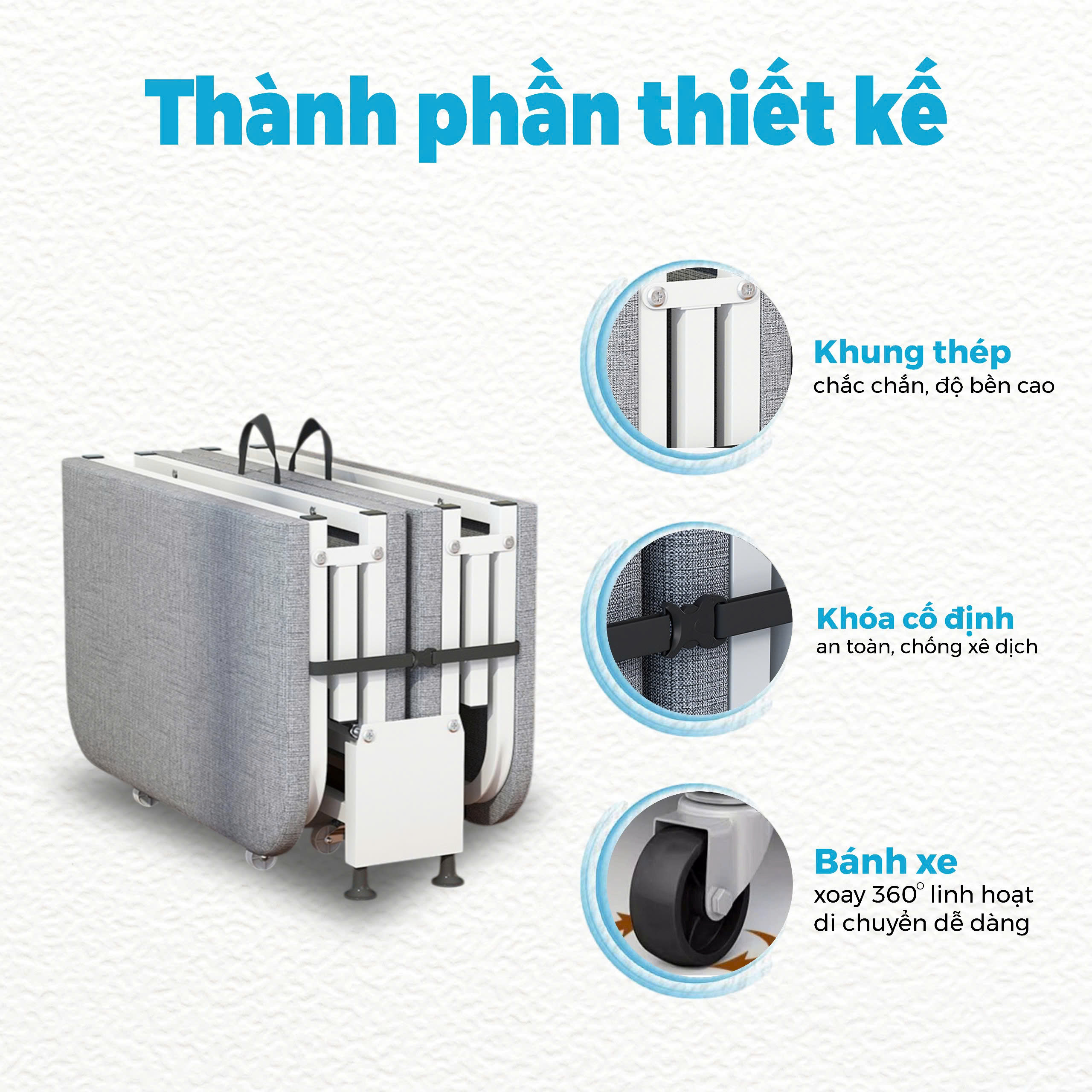 Alternative view of GIƯỜNG GẤP 90CM XÁM